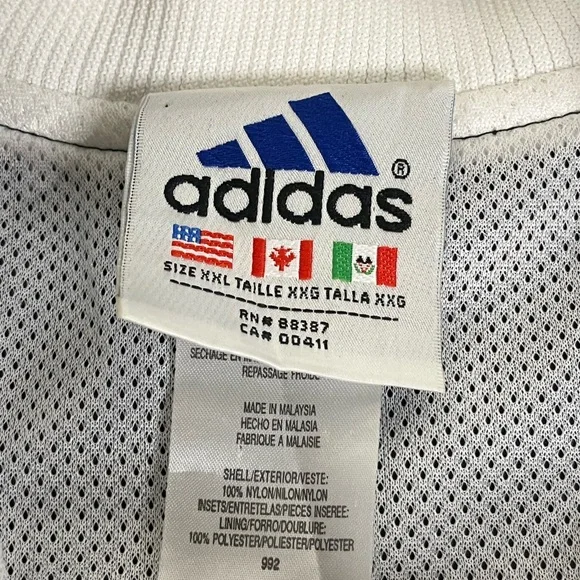 NWT New With Tags Vintage 90s Adidas Black & White Satin Bomber Jacket Mens 2XL - Picture 4 of 16